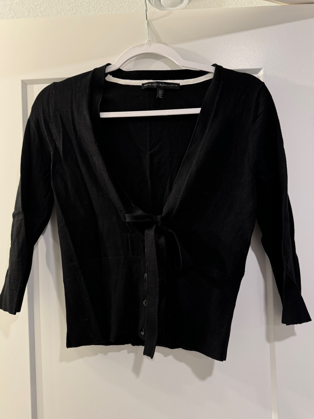 White House Black Market Black Tie Front Cardigan Top